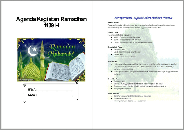 Contoh Buku Agenda Kegiatan Siswa di Bulan Ramadhan