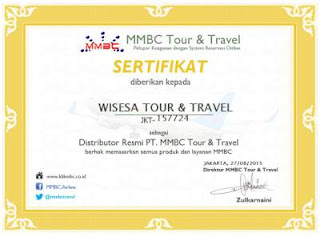 Sertifikat Distributor MMBC Tour & Travel