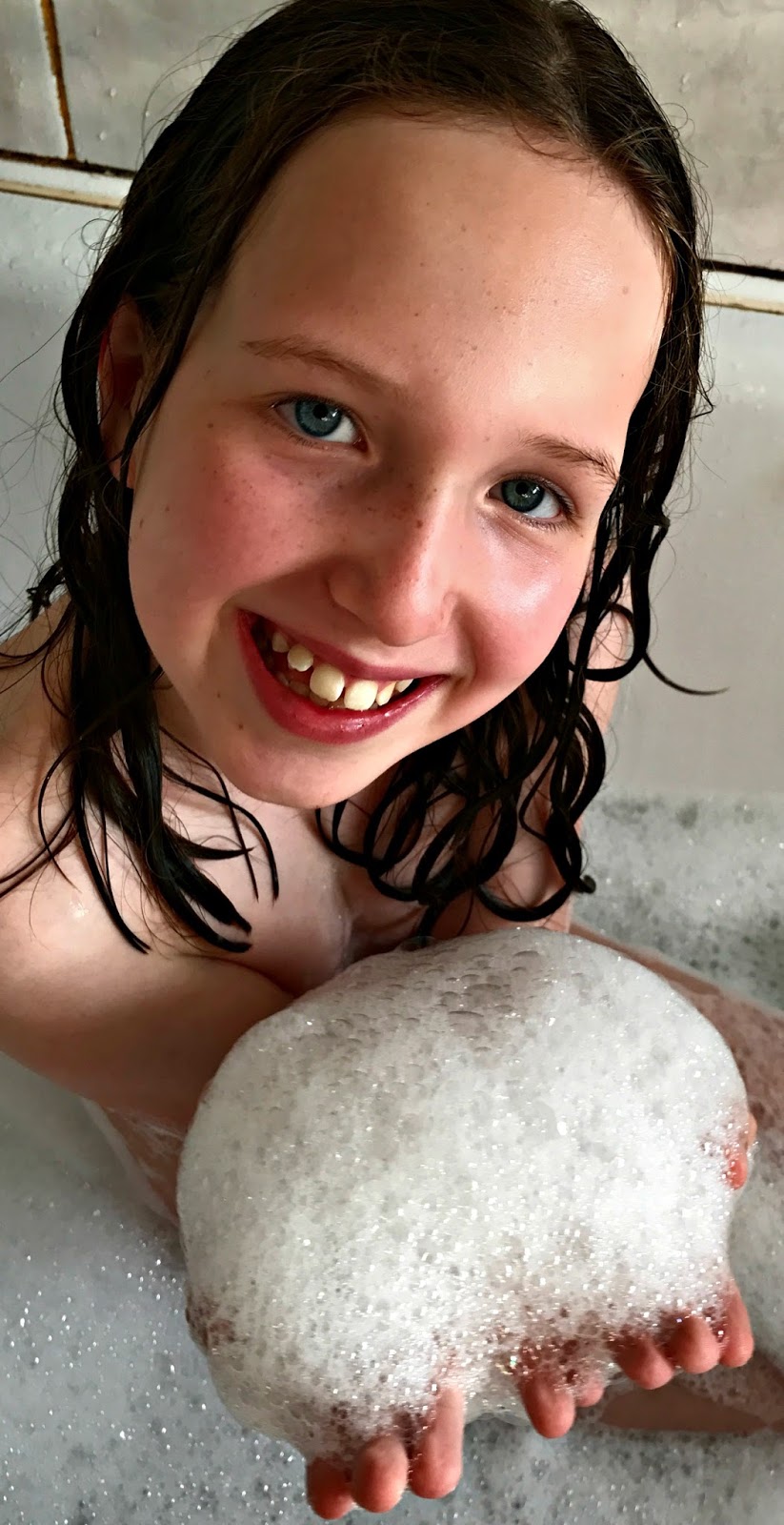 Caitlin enjoying Seascape Les Petits Bubble Bath