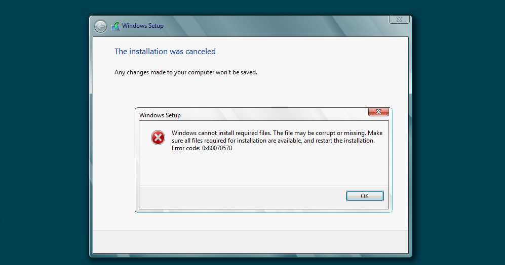 Installation was started. Windows Setup Error. 0x8007232b. Ошибка the of the us Windows 1909. 0x80070570.