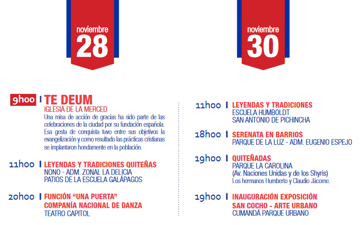 Programa completo fiestas de Quito 2016