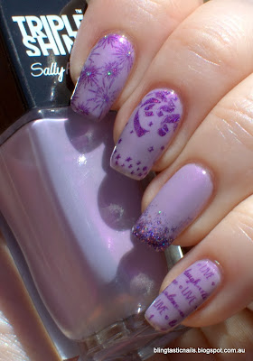 Sally Hansen Drama Sheen with Color Club Wild at Heart stamping
