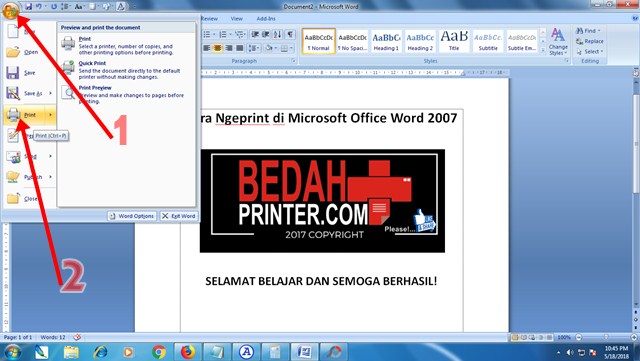 langkah-langkah print out di Microsoft word 2007 menggunakan printer canon langkah-langkah print out di Microsoft word 2007 menggunakan printer canon