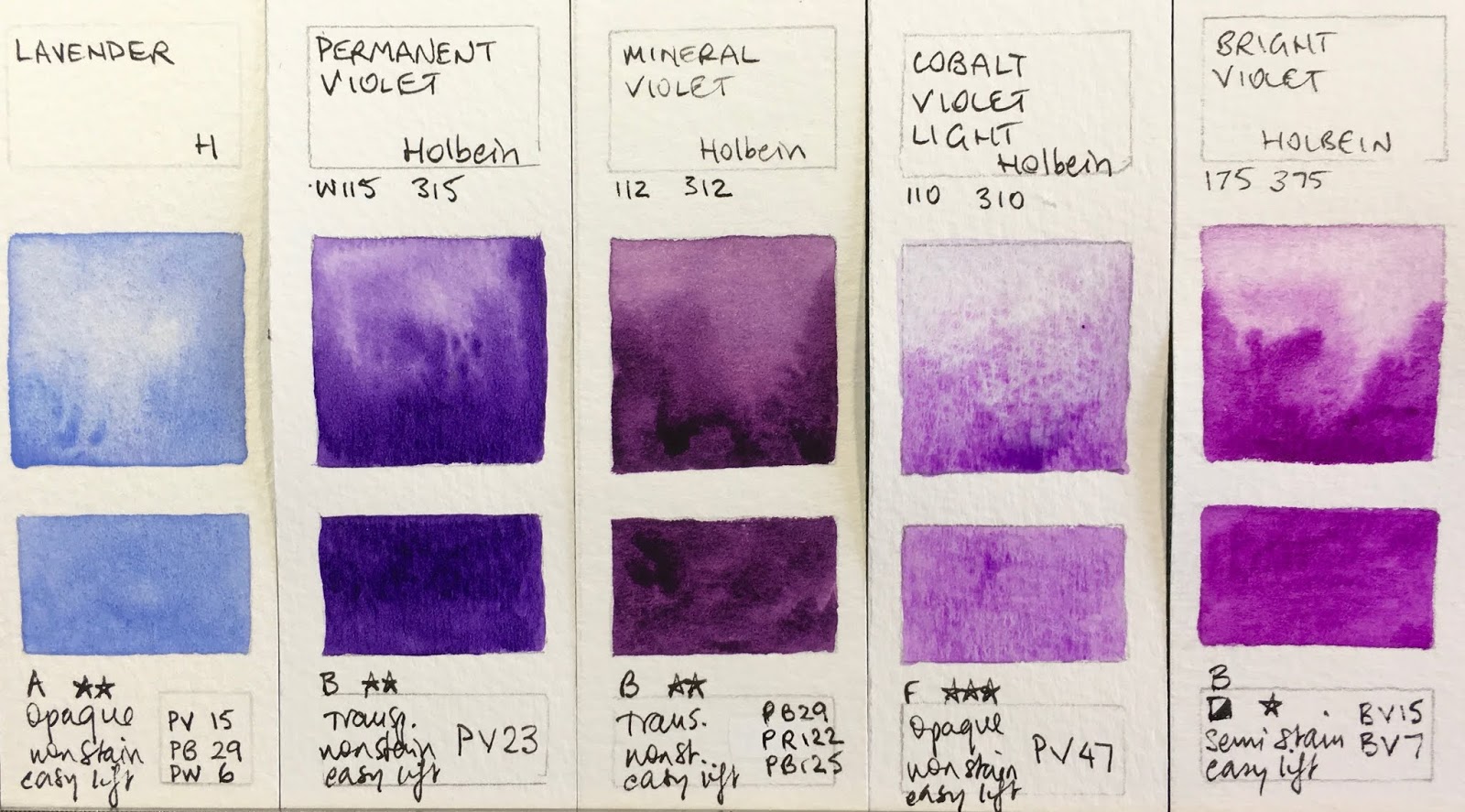 Holbein Color Chart