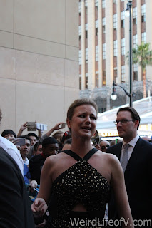 Captain America: Civil War Red Carpet World Premiere Emily Van Camp apologizing because she can't stop for photos or autographs