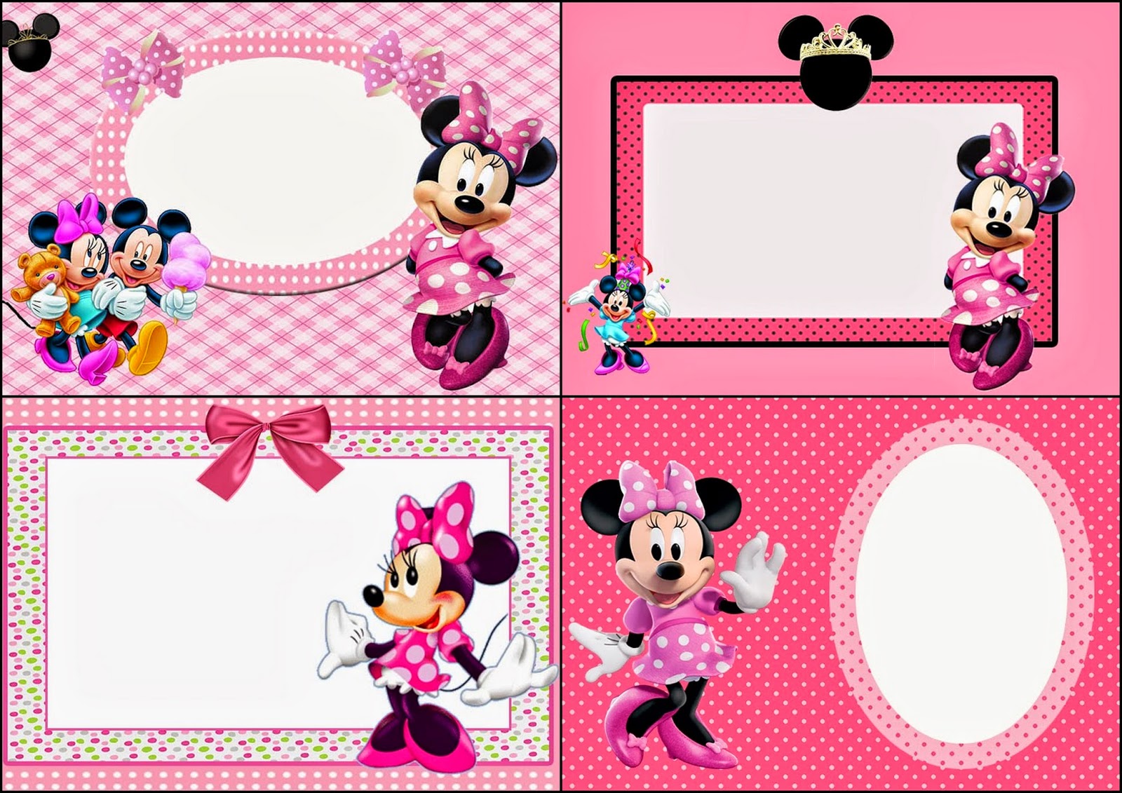 Minnie Mouse In Pink Free Printable Invitations Labels Or Cards Oh 