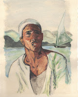 The Rower, watercolor by Annake