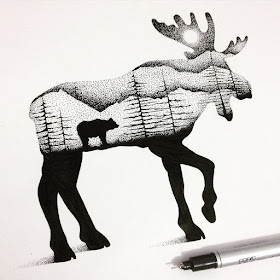 08-Moose-and-Bear-Thiago-Bianchini-Eclectic-Collection-of-Drawings-and-Illustrations-www-designstack-co