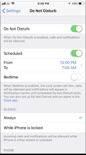 طريقة تفعيل ميزة  “Do Not Disturb” على أجهزة iOS 12