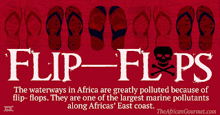 Waterways in Africa are greatly polluted because of flip flops. They are one of the largest marine pollutants along Africas East coast. Waterways in Africa are greatly polluted because of flip flops. They are one of the largest marine pollutants along Africas' East coast.