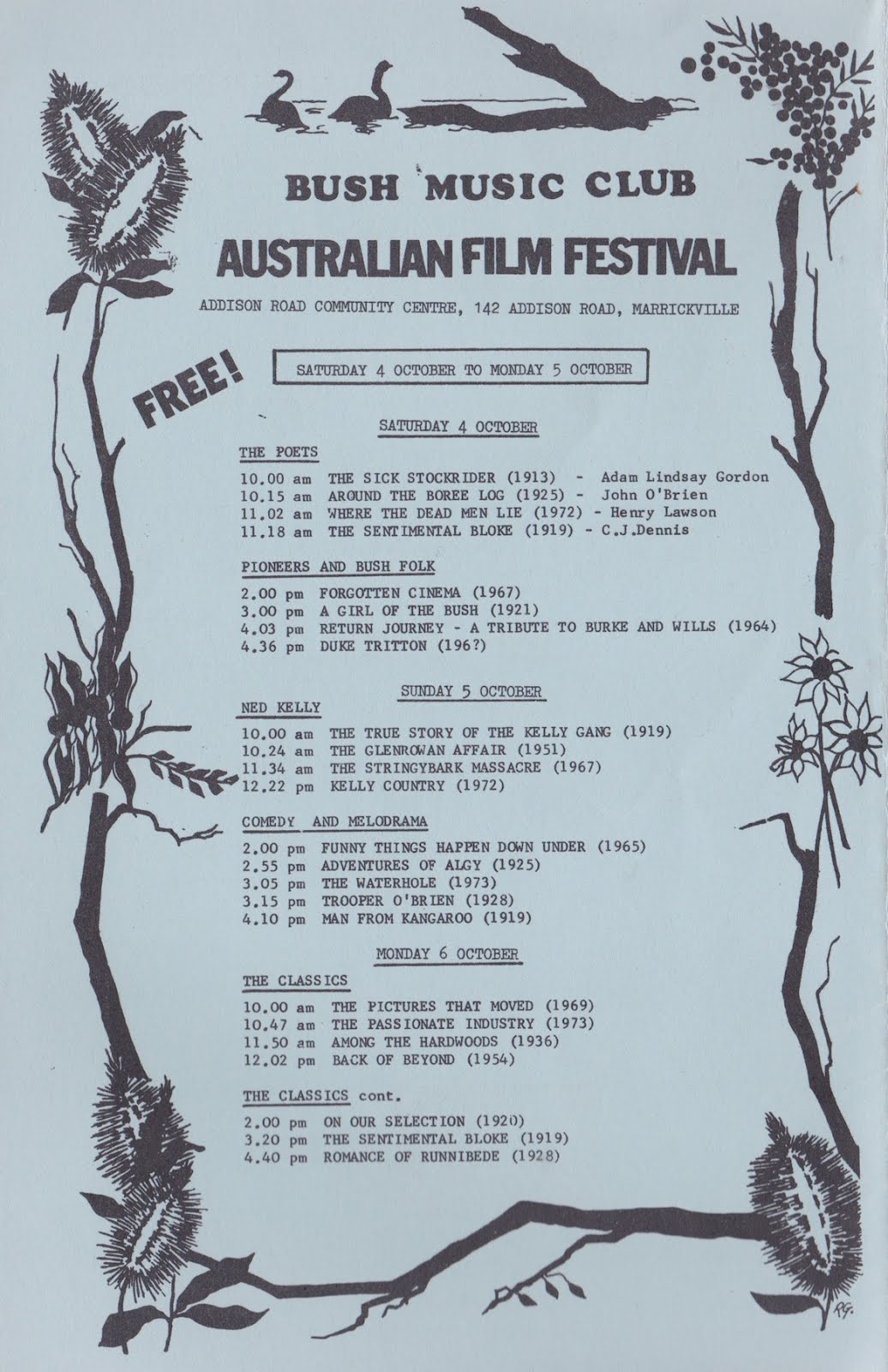 Club: From the Archives - 1980 Bush Music Festival program, posters & other ephemera