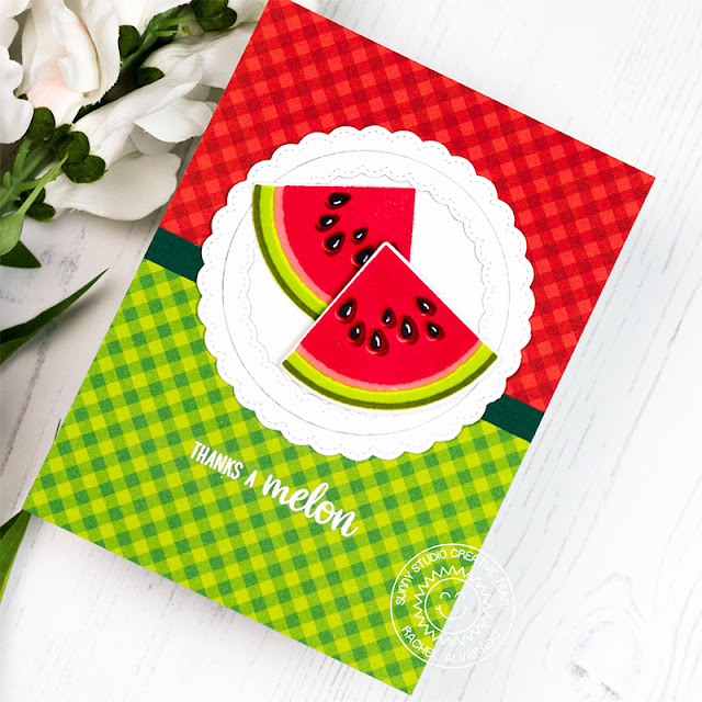 Sunny Studio Stamps: Slice Of Summer Berry Bliss Everyday Greetings Fancy Frames Summer Themed Thank You Cards by Rachel Alvarado and Lexa Levana