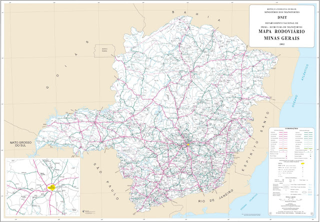 Mapa rodoviário de Minas Gerais - DNIT