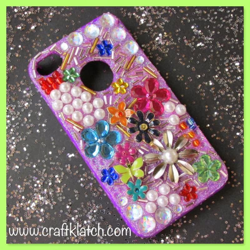 Craft Klatch ® DIY Glam Cell Phone Case Glitter, Jewels, Pearls and