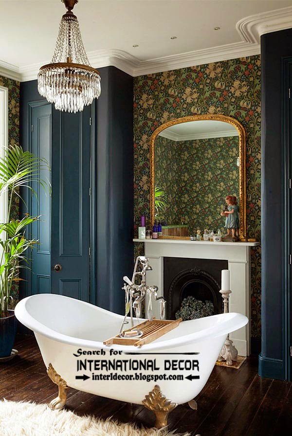 Cozy Interior bathroom with fireplace designs ideas, bathroom wallpaper 2015