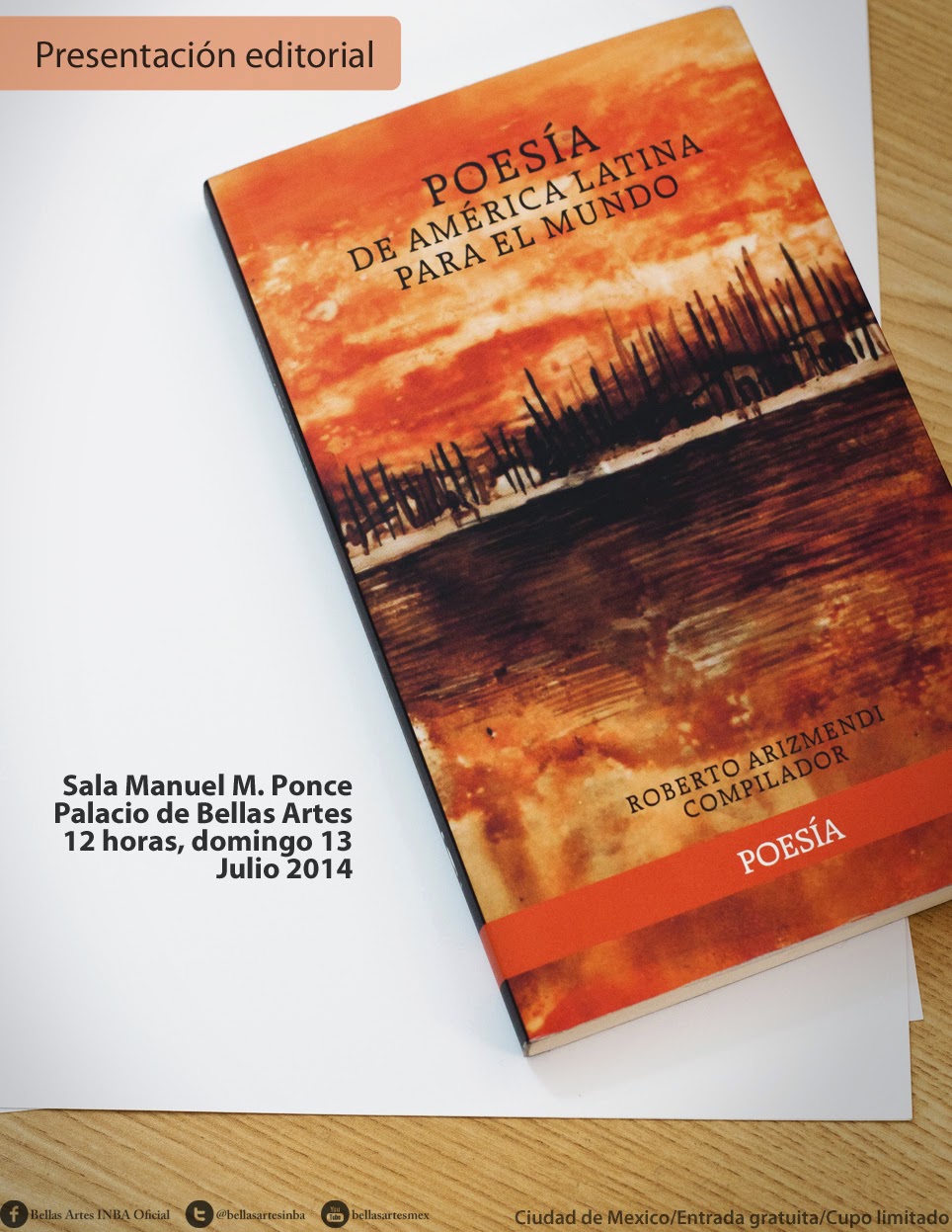 Presentarán compilación de poesía latinoamericana en el Palacio de Bellas Artes