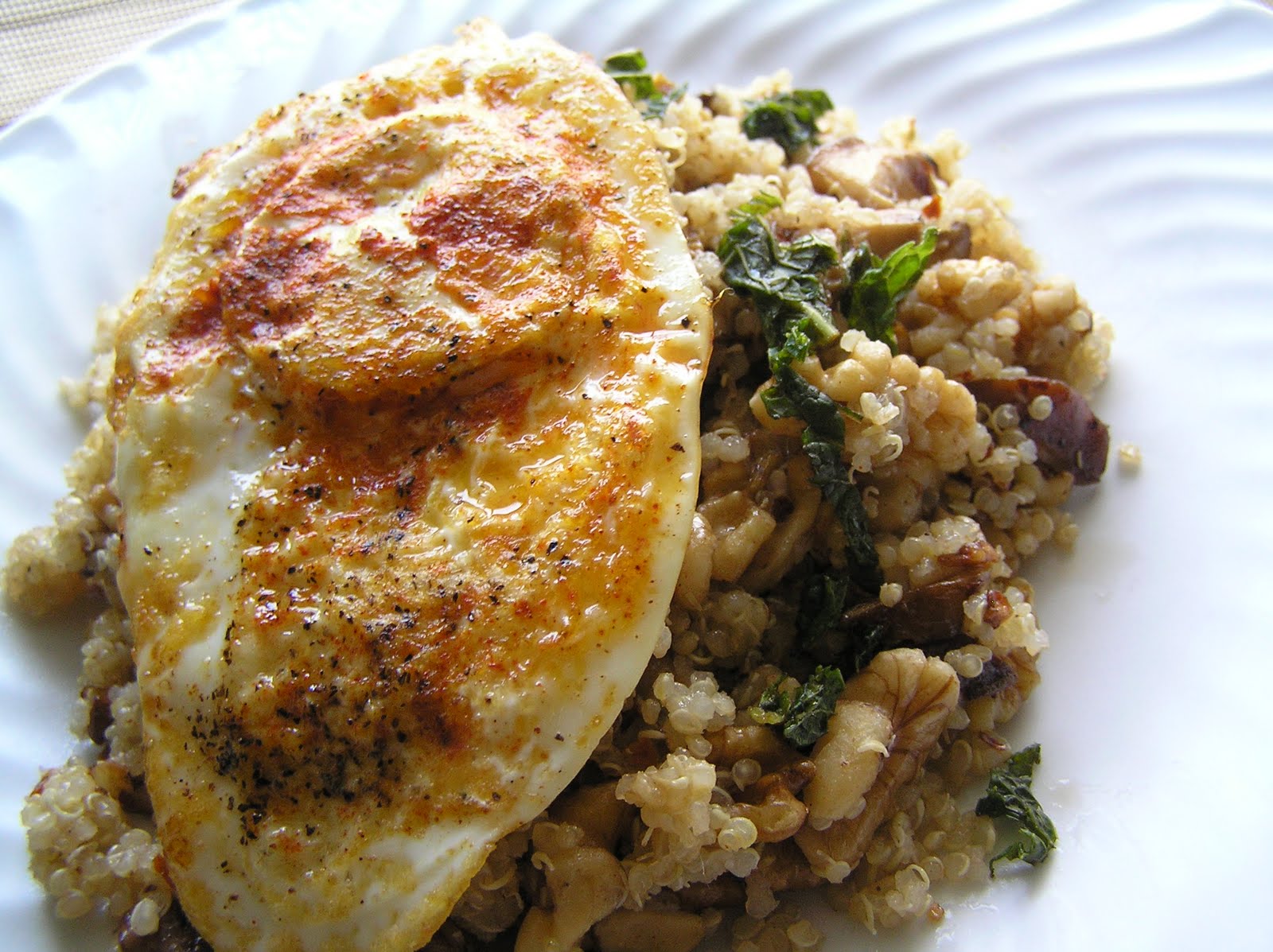 The Melting Pot Quinoa with Mushroom, Walnut and Fried Egg