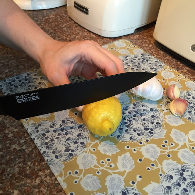 chopping a lemon