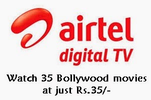 Airtel DTH users can Watch 35 Bollywood moives at Just Rs.35 pack