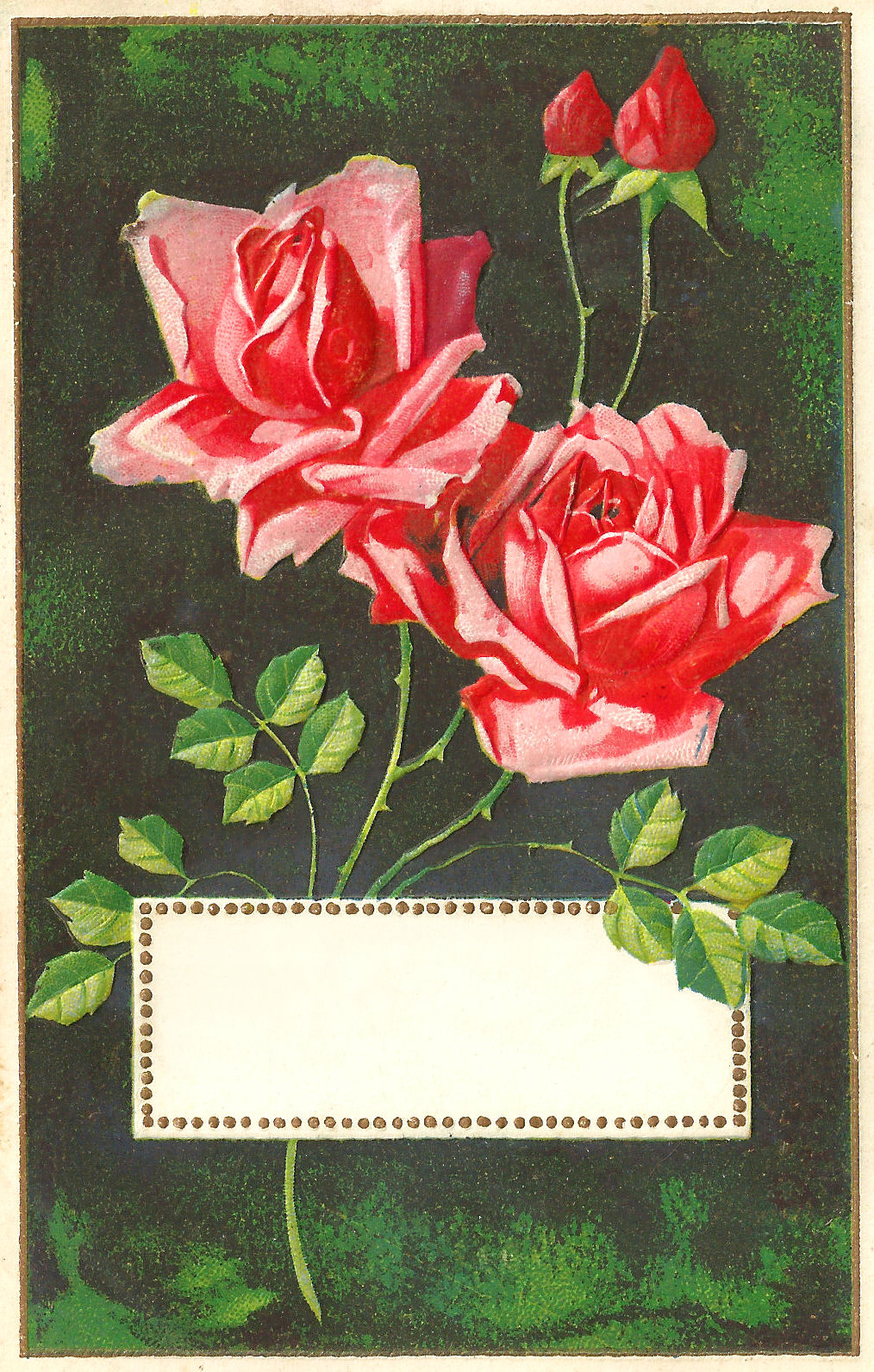 Antique Images Free Flower Graphic 2 Pink Roses on Vintage Postcard Best Wishes