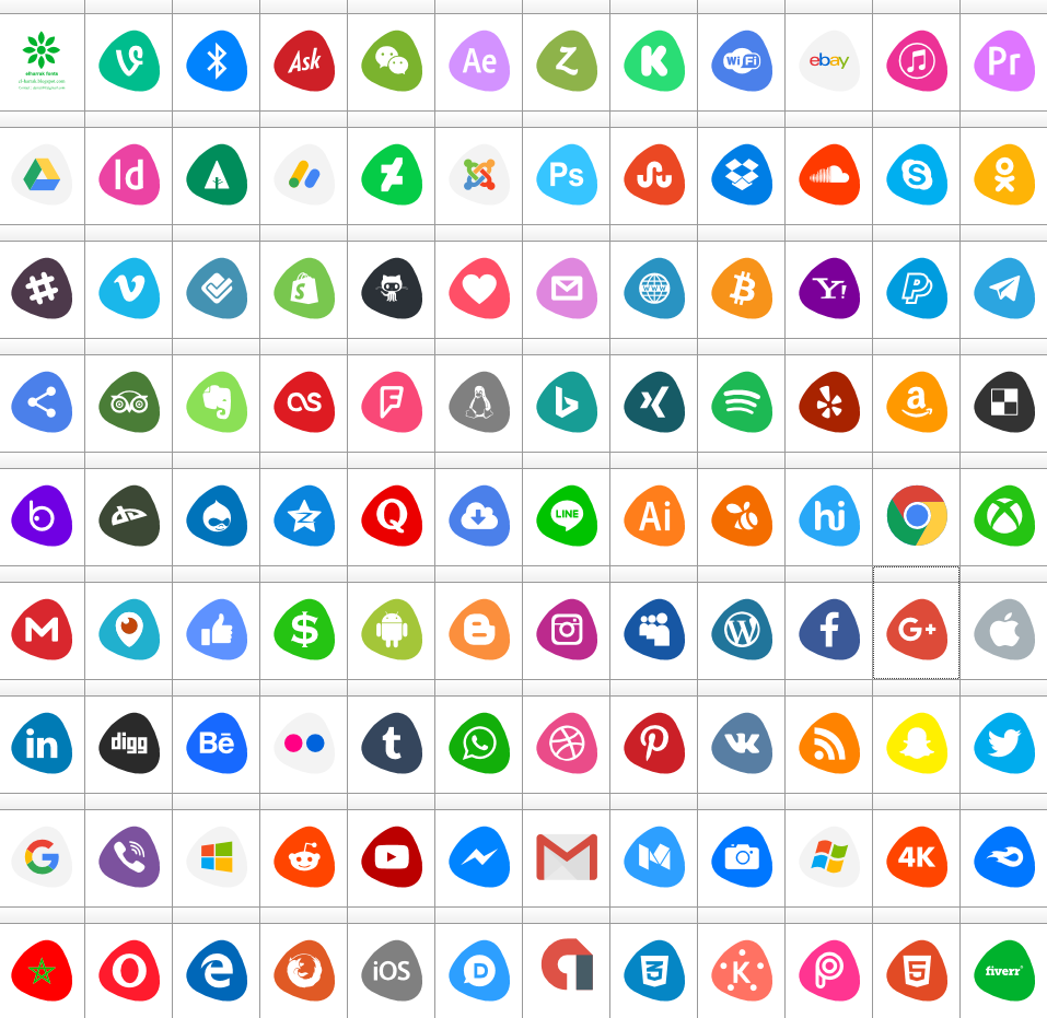 Download Font Social Logos Color 107 icons 