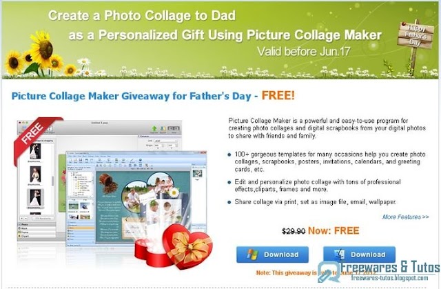 Offre promotionnelle : Picture Collage Maker gratuit pour la fête des pères (Windows & Mac) !