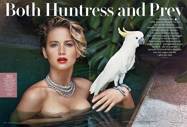 Jennifer Lawrence wears diamonds for the Vanity Fair November 2014 cover