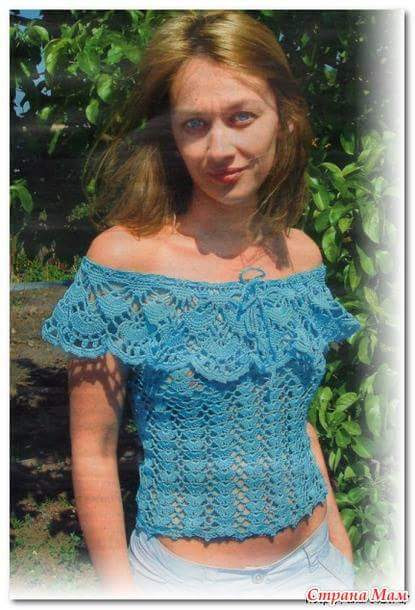 Ciganinha em Crochê Azul com Gráfico - Katia Ribeiro Crochê Moda e Decoração