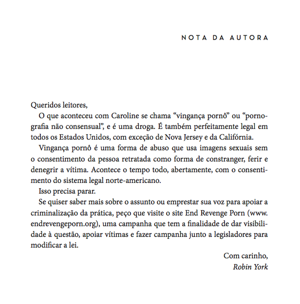 apelo que Robin York faz aos leitores texto do livro profundo de Robin York
