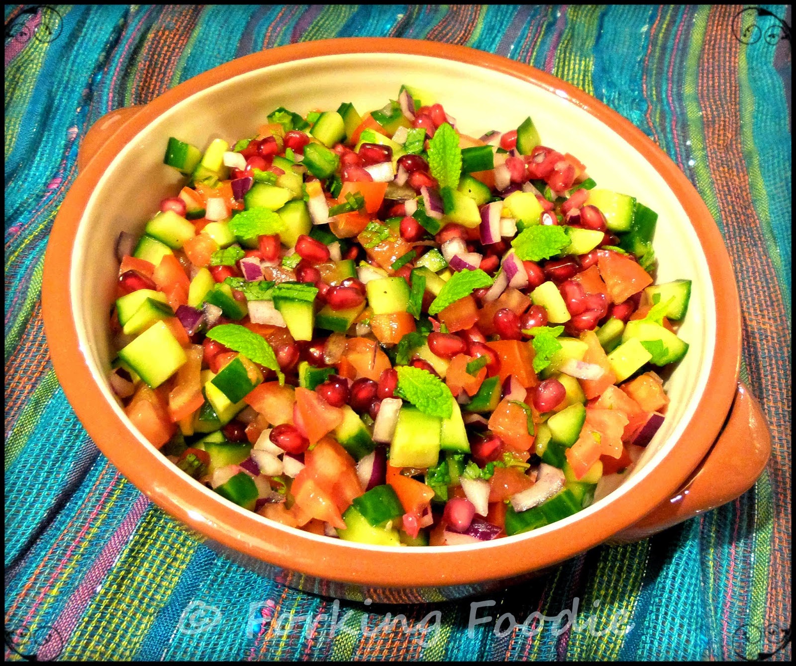 Forking Foodie: Salad Shirazi with Pomegranate Seeds