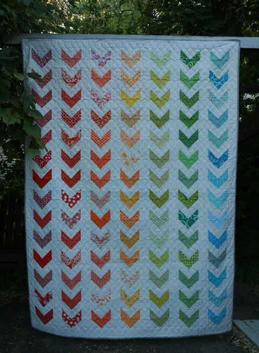 Quilting Land Rainbow Chevron Twin Bed Quilt