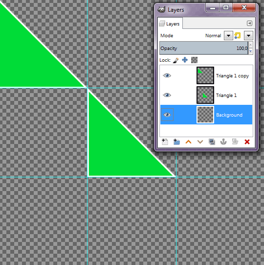 Click and hold anywhere inside the duplicate triangle layer and drag to the position you want.