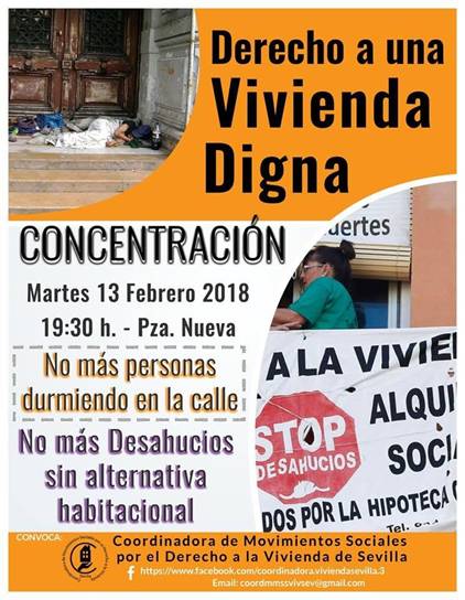 CONCENTRACIÓN en SEVILLA: DERECHO A UNA VIVIENDA DIGNA