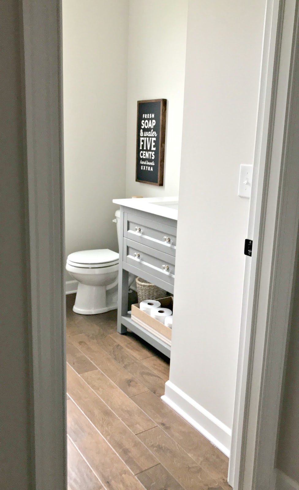 Powder room before and after