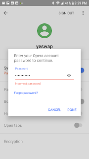 sign in fails with valid Opera account password