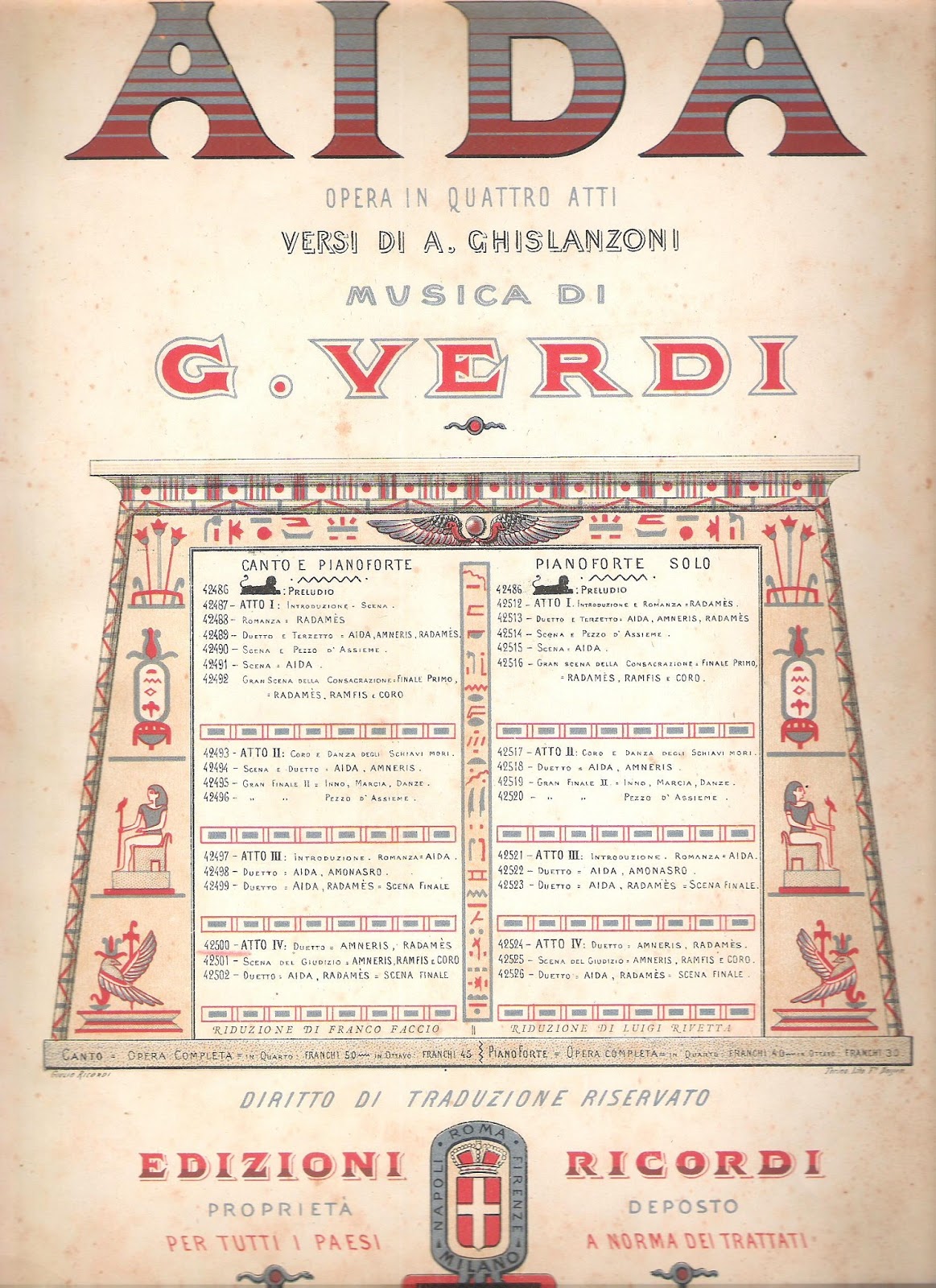 VIVA VERDI 2013: GIUSEPPE VERDI , AIDA Iconografie SPARTITI ...