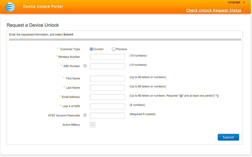 Request portal. At t Unlock device Portal. Submit an Unlock request перевод.