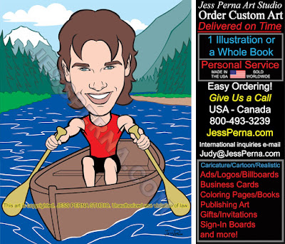 Man Rowing Boat Custom Cartoon Ad