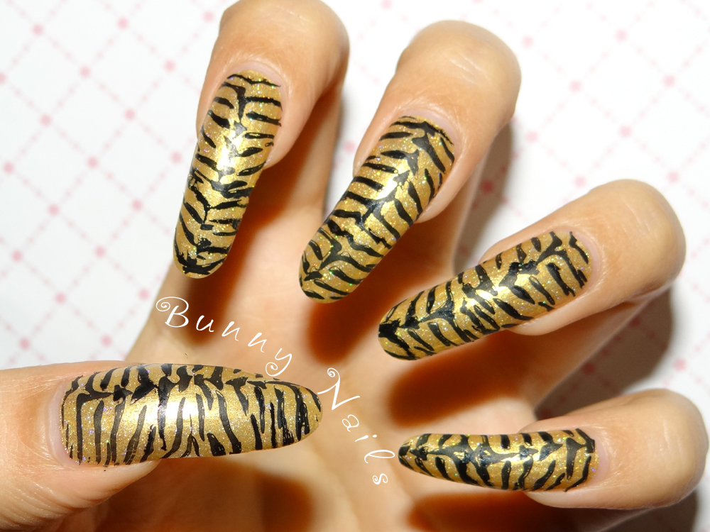 tiger print nail art step by step