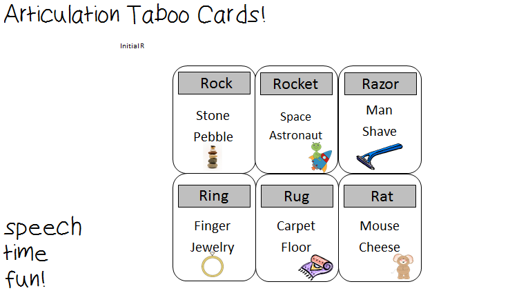 Articulation Taboo Cards! - Speech Time Fun: Speech and Language Activities