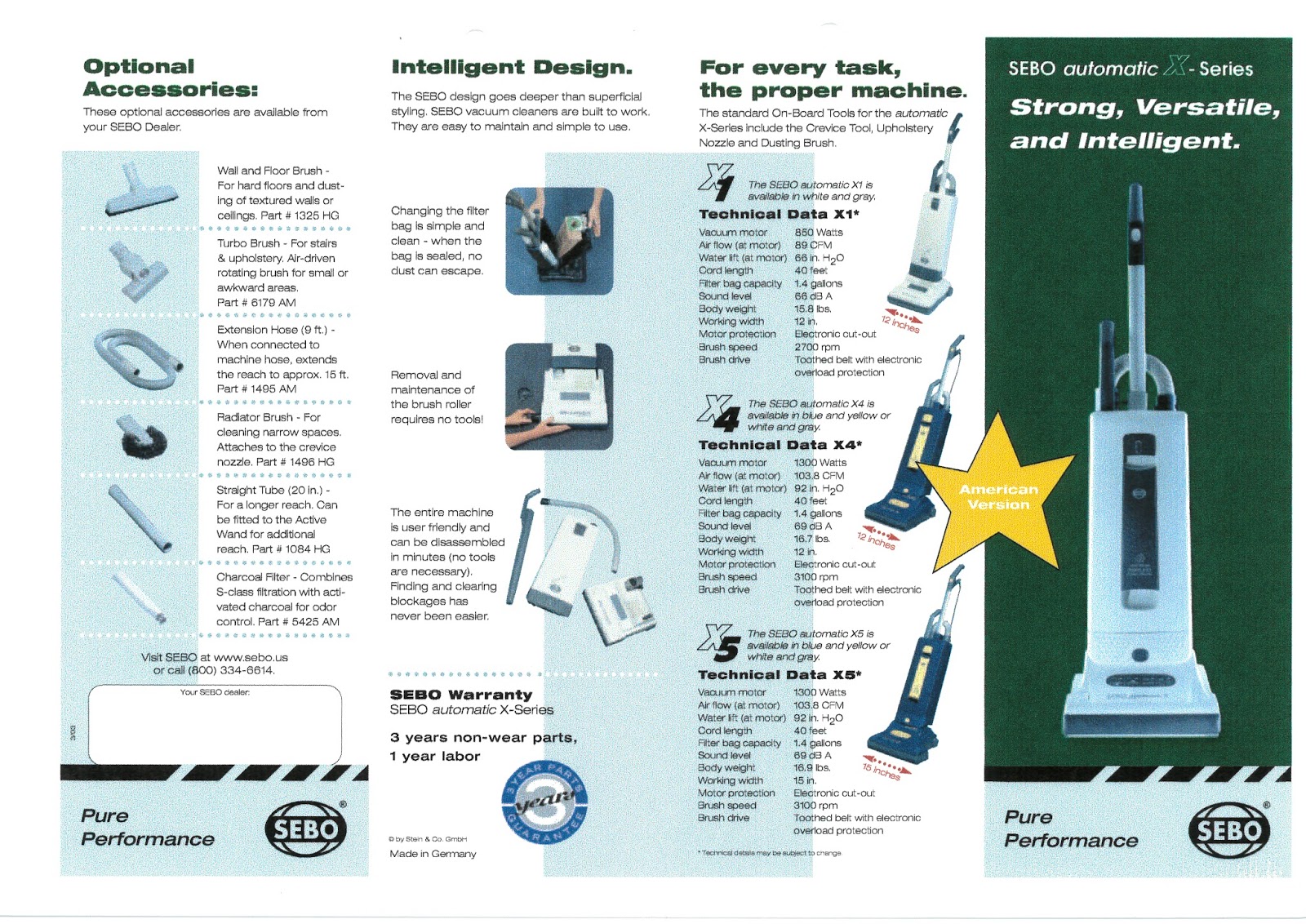 Sebo Automatic X Product Brochure - March 2003