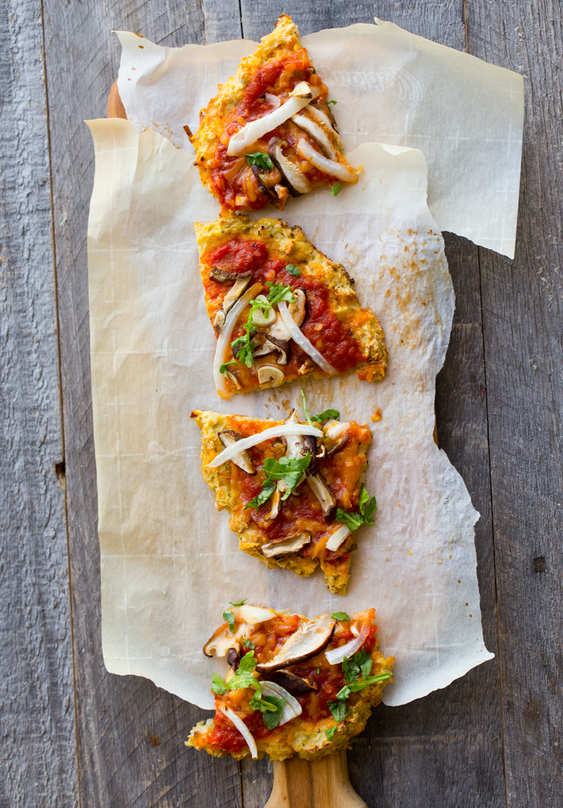 Vegan Cauliflower Pizza Crust with Chickpeas