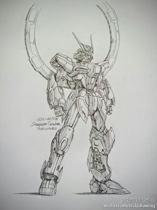 Gundam and Mobile Suit Pencil Drawings by Vicki via PIXIV