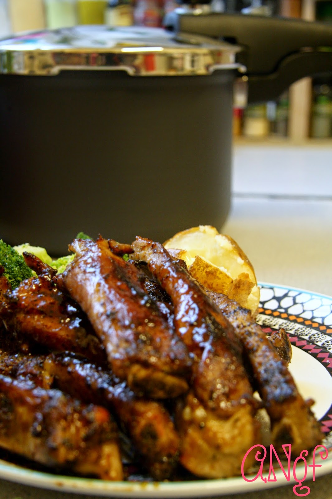 Plate of Pressure Cooker Barbecue Ribs from Anyonita-nibbles.co.uk