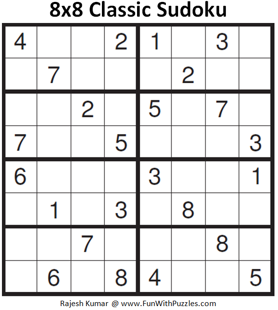 8x8 Classic Sudoku (Fun With Sudoku #166)