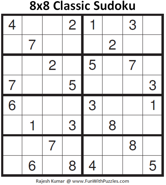 8x8 Classic Sudoku (Fun With Sudoku 166)