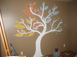 tree mural painted seasons four wall leaf nursery hand outlines neutral colors paint painting outline season murals shapes fall decor
