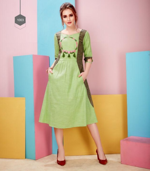 STF Beliza Cotton Embroidered casual wear kurtis