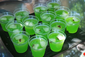 green bug juice raisins frozen in ice cubes