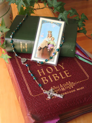 Bible, Breviary, Rosary, prayer to Our Lady of Carmel